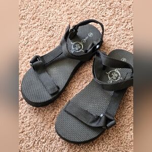 Soul Mates Black Vecro Strappy Gladiator Sandals